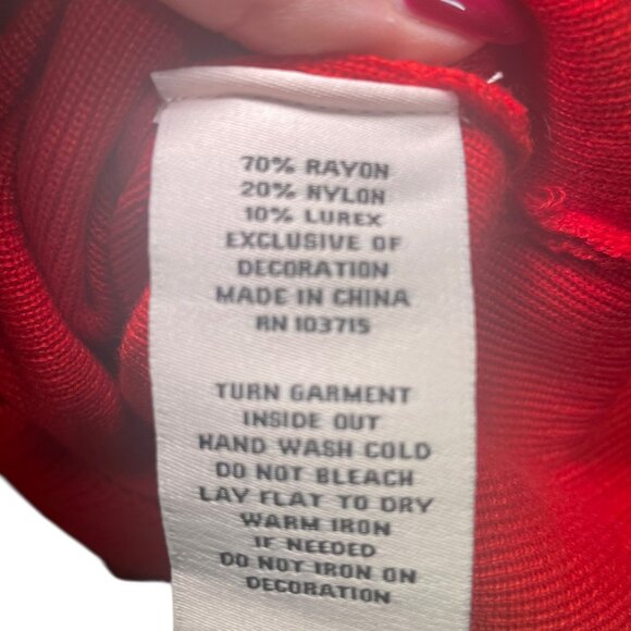 Nanette Lepore Red Mock Neck Sweater with Gold Button Cuffs NWT – Size Large - Picture 6 of 7